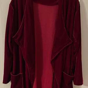 Rose Velvet Open Front Cardigan w/ Pockets Indulgent Romantic